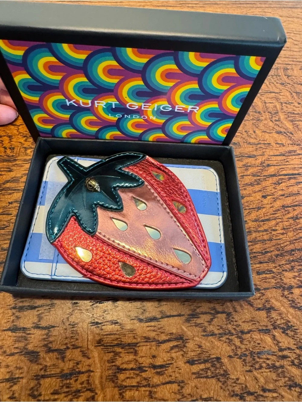 NIB Kurt Geiger Strawberry Phone Card Wallet Sticker